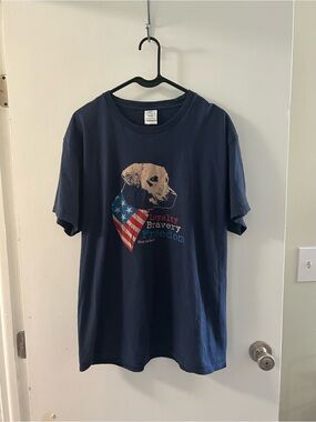 Navy Blue Dog Graphic T-Shirt - Loyalty Bravery Freedom
